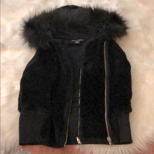 Armani Exchange Sleeveless Fur Hoodie